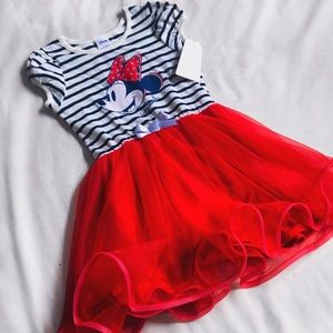 Minnie Mouse Shortsleeved Striped Tulle Dress